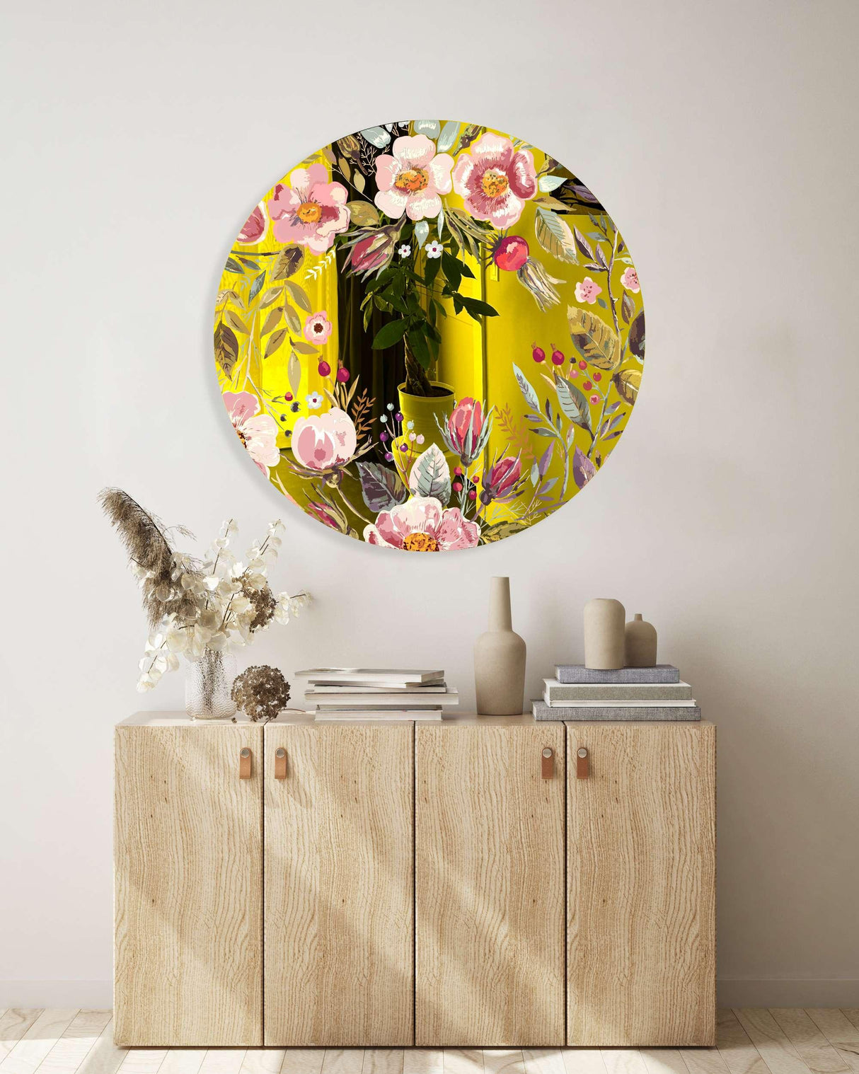 Vintage Berries Mural Mirrored Acrylic Circles Contemporary Home DǸcor Printed acrylic