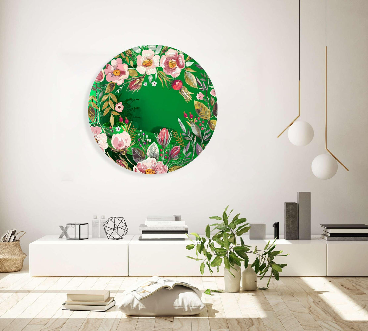 Vintage Berries Mural Mirrored Acrylic Circles Contemporary Home DǸcor Printed acrylic