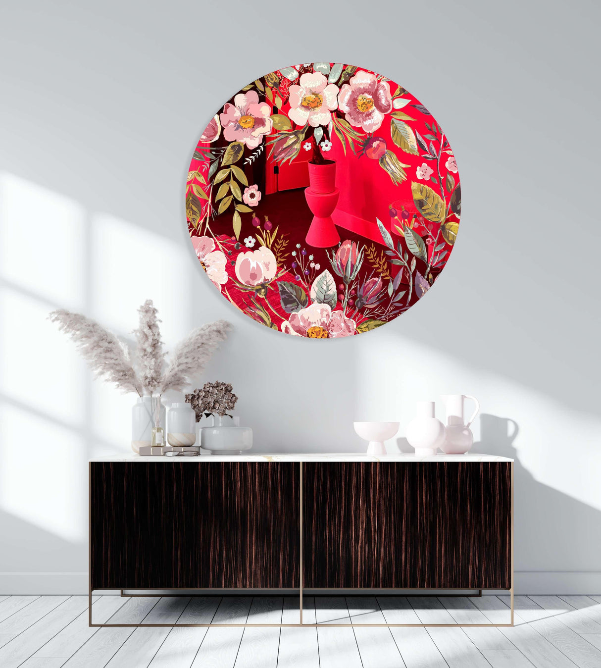 Vintage Berries Mural Mirrored Acrylic Circles Contemporary Home DǸcor Printed acrylic