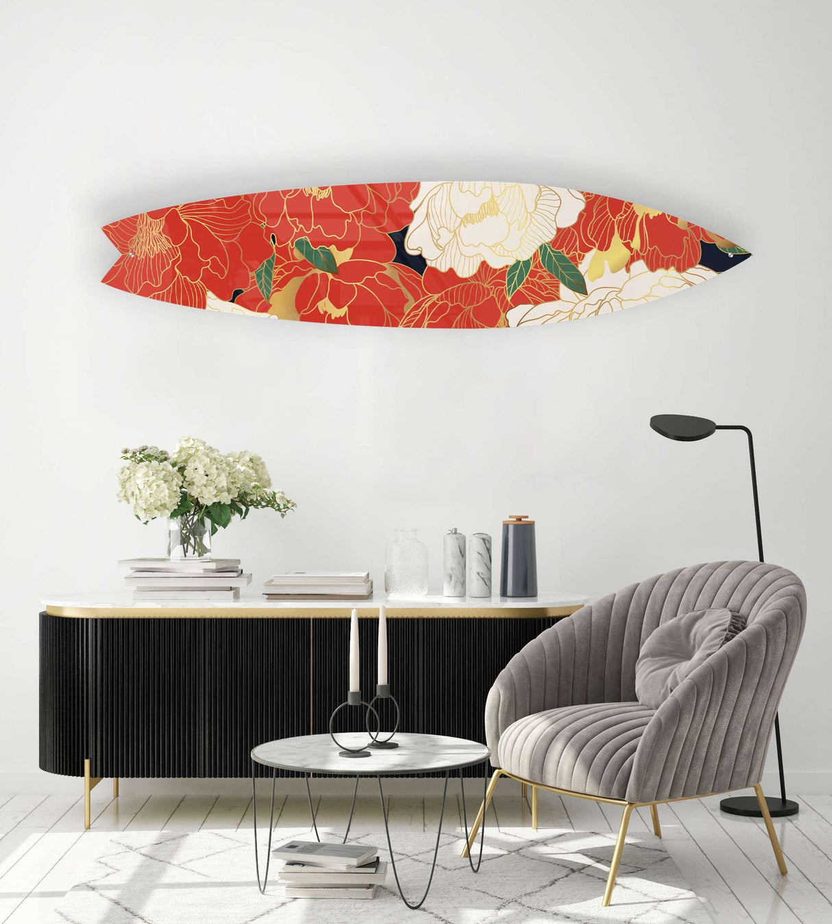Vintage Eastern Style Acrylic Surfboard Wall Art - uniqstiq