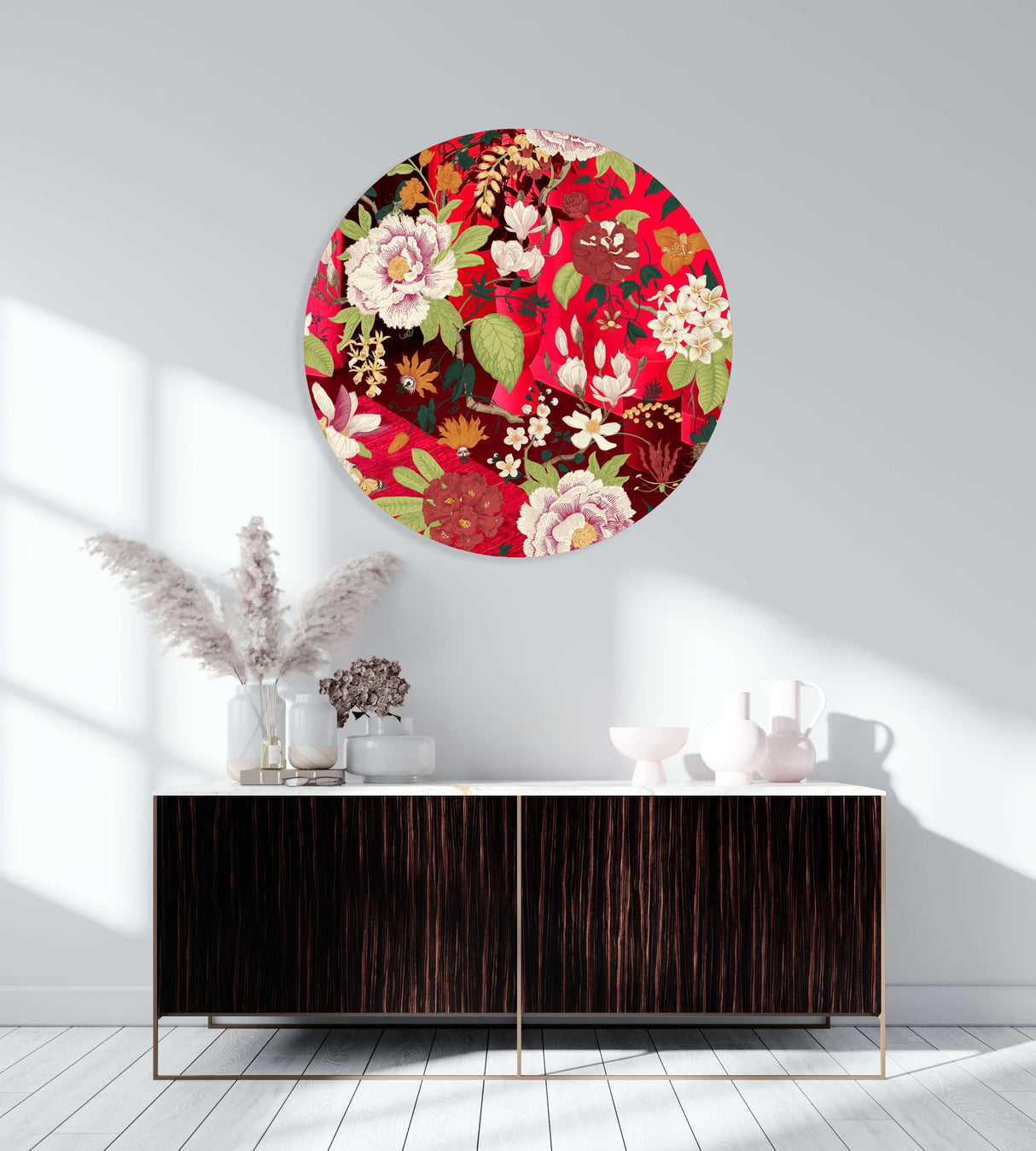 Vintage Flowers Mirrored Acrylic Circles Contemporary Home DǸcor Printed acrylic