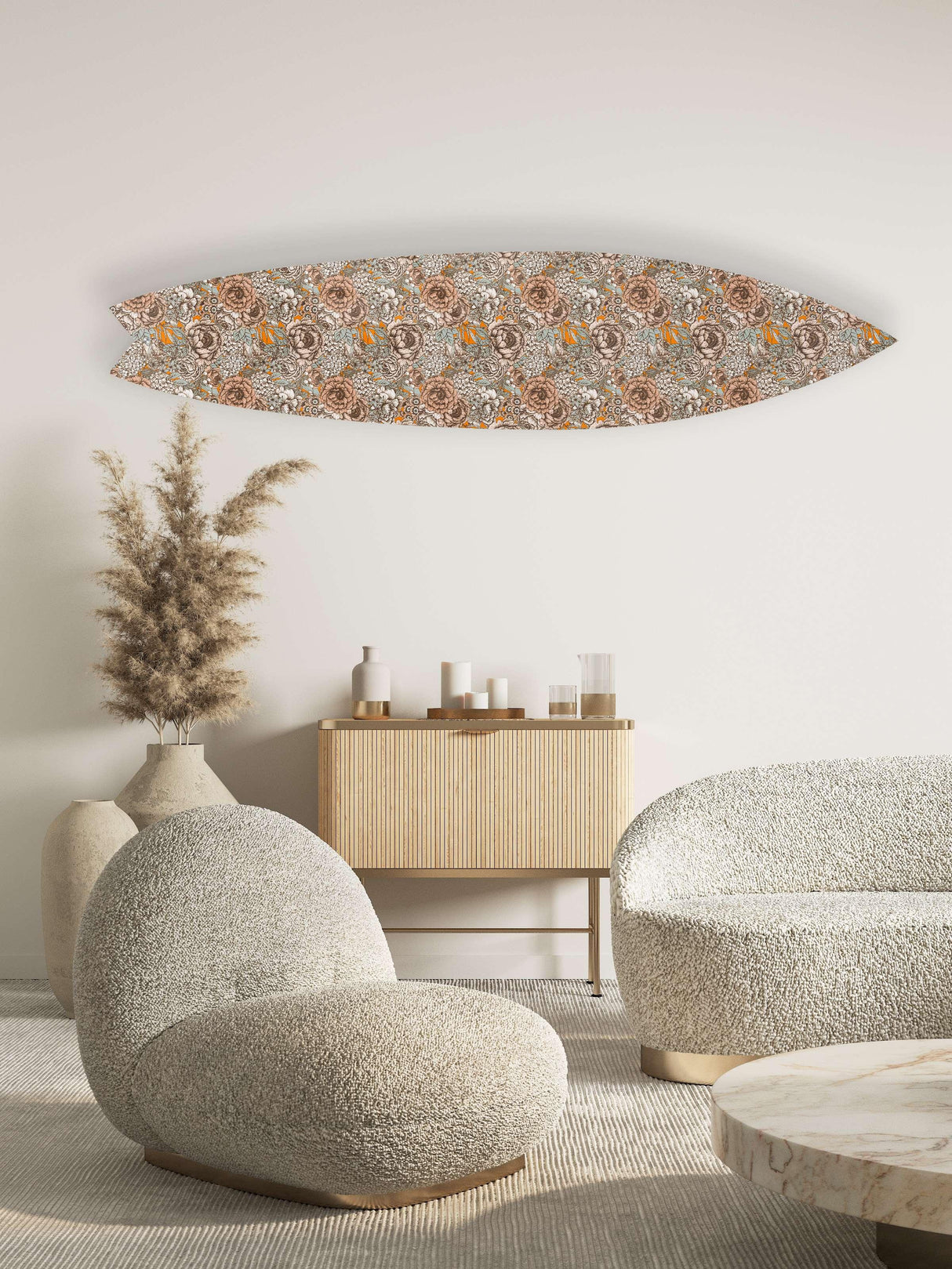 Vintage Peonies and Leaves Acrylic Surfboard Wall Art - uniqstiq