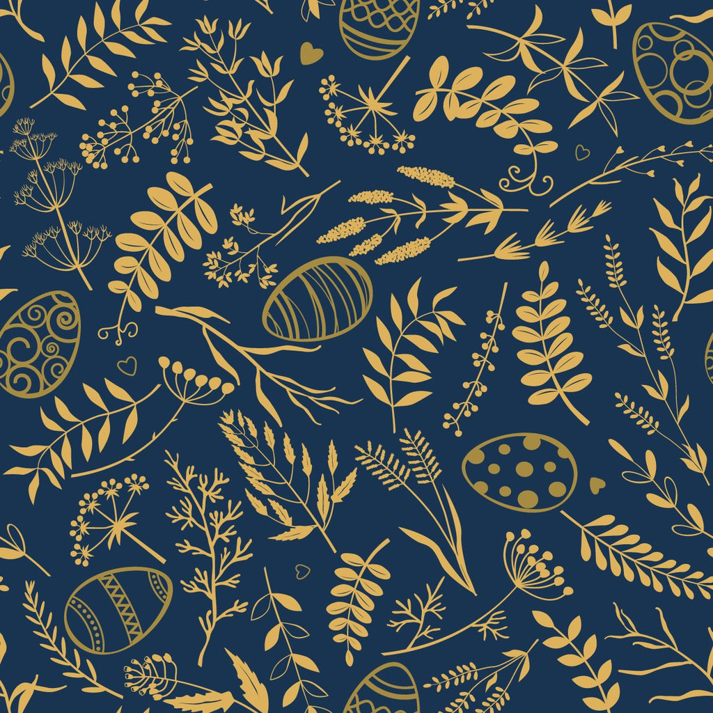 Dark Blue Herbs Wallpaper uniQstiQ Botanical
