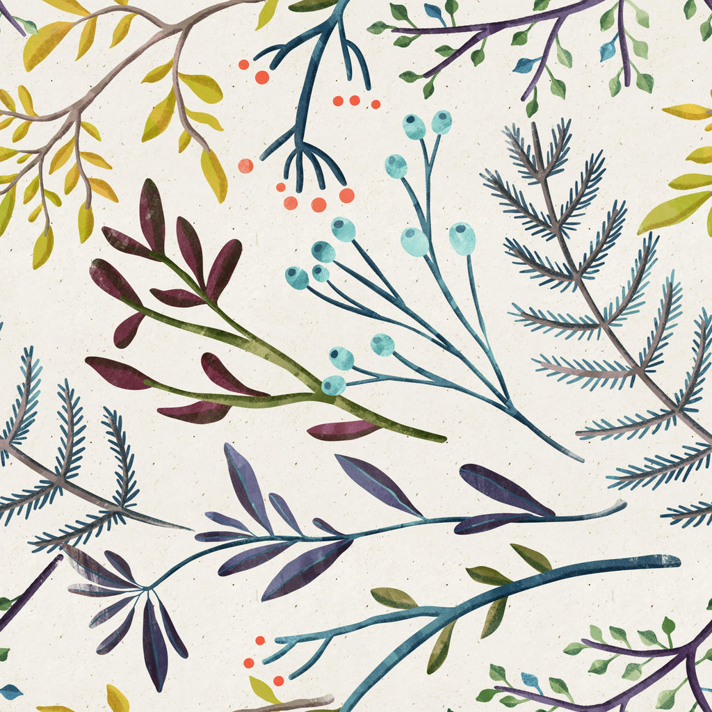 uniQstiQ Botanical Watercolor Botanical Background Wallpaper Wallpaper