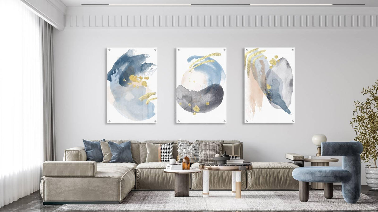 Watercolor Pattern Set of 3 Prints Modern Wall Art Modern Artwork Image 1