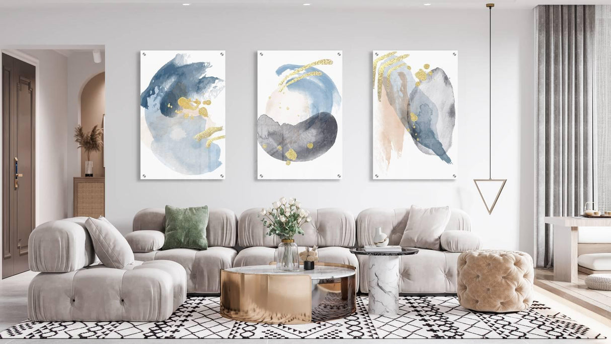 Watercolor Pattern Set of 3 Prints Modern Wall Art Modern Artwork Image 2