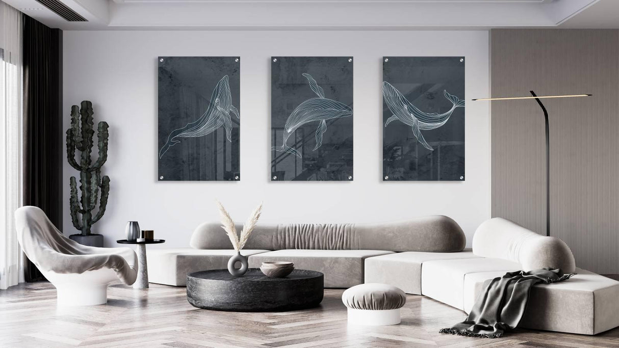 Whales Pattern Set of 3 Prints Modern Wall Art Modern Artwork Image 2