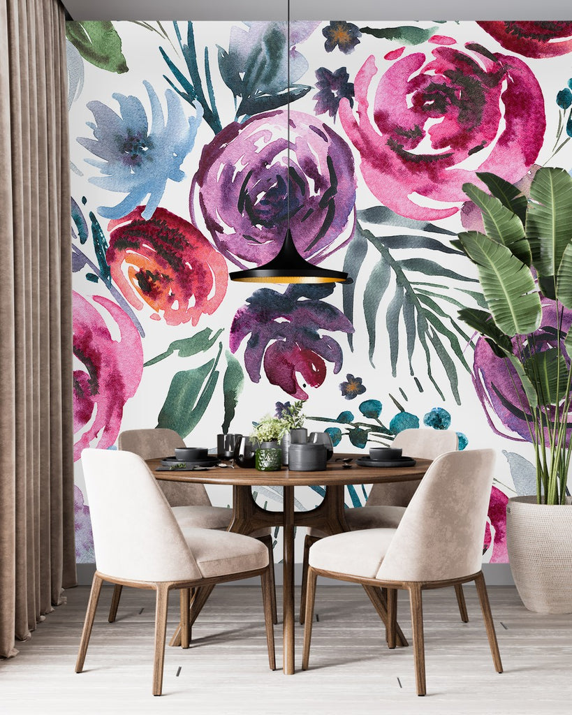 Watercolor Flowers Wallpaper uniQstiQ Murals
