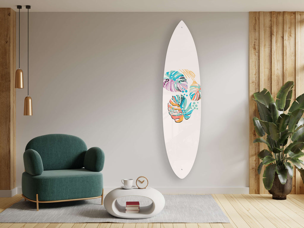 Monstera Leaves Acrylic Surfboard Wall Art