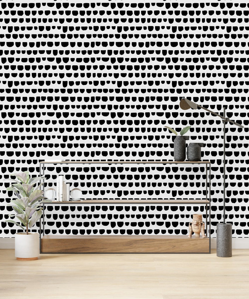 Black Pattern on White Wallpaper  uniQstiQ Geometric