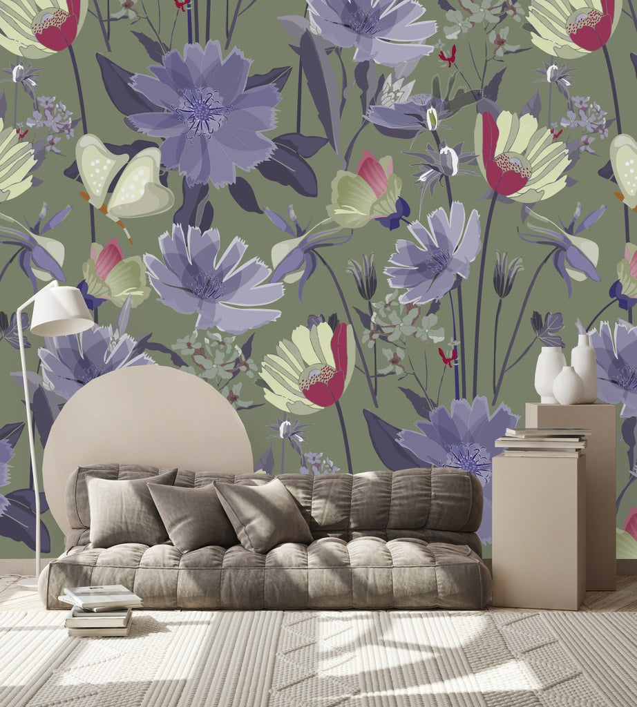Light Purple Flowers Wallpaper  uniQstiQ Long Murals