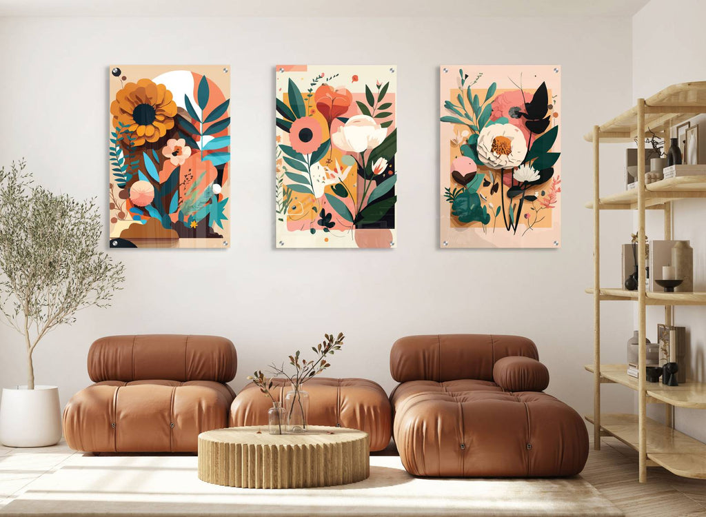 Floral Art Design Set of 3 Prints Modern Wall Art Modern Artwork Image 2