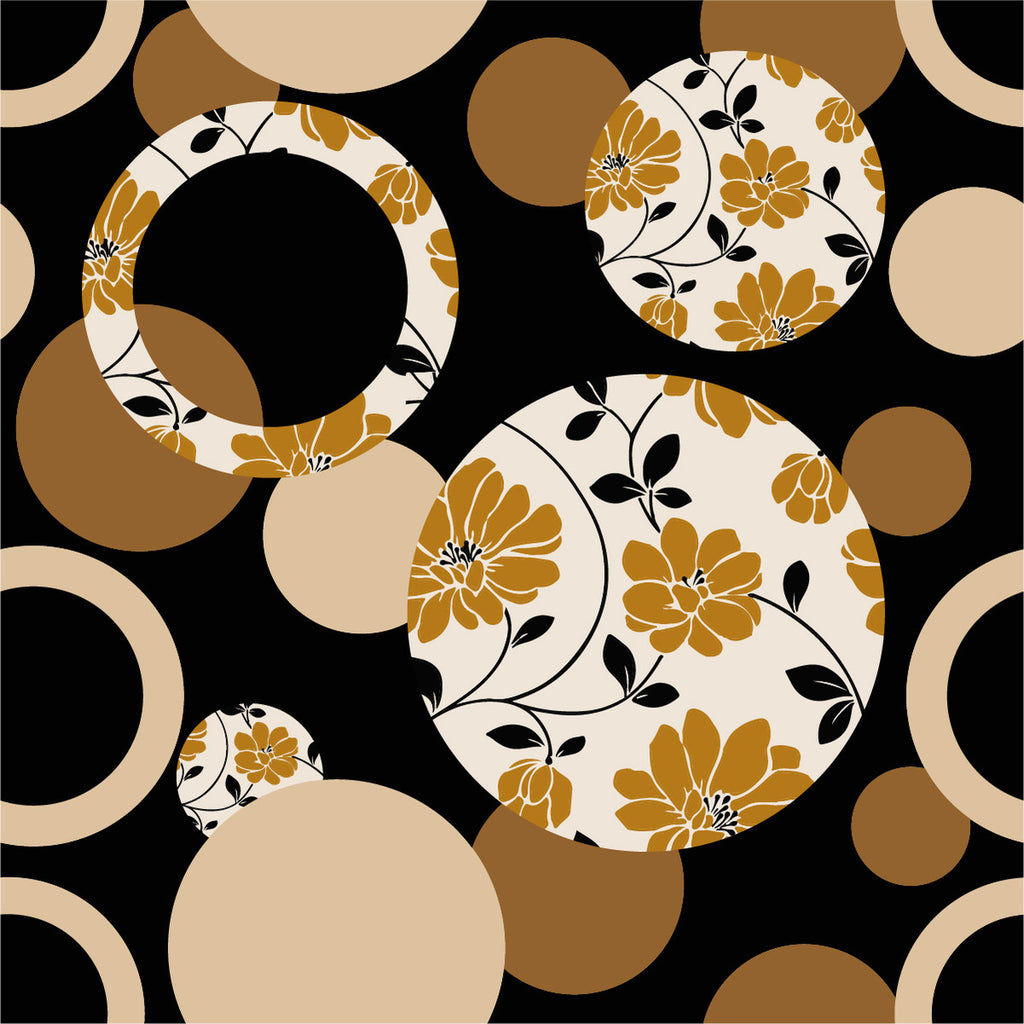 Beige Circles with Floral Pattern Wallpaper uniQstiQ Geometric