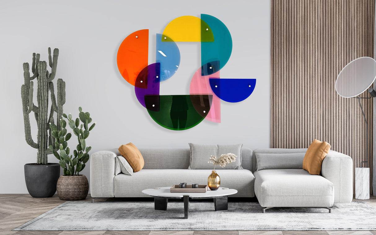 Geometric Wall Art Wall Sculpture Extra Large Transparent Acrylic Art - uniqstiq