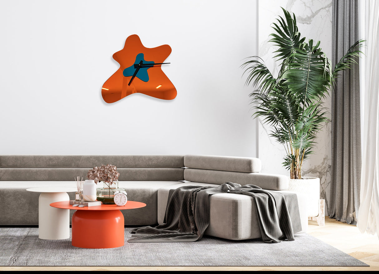 Unique Acrylic Wall Clock/Custom Clock/Mirrored Acrylic Art/Wall Art/Made In USA/Wall Sculpture/Wall Decor/Modern Art/Irregular Mirror
