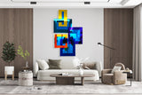 Mirrored Geometric Wall Art, Blue Wall Decor, Contemporary Wall Art, Wall Hanging, Home Decor, Wall Sculpture, Abstract Art, 3D Wall Art, Modern Art