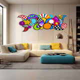 80s Style Art Geometric Shapes Abstract Wall Art by UniQstiQ 3D Wall Hangings Pink and Blue Wall Decor Vintage Artwork Printed