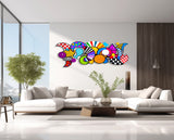 80s Style Art Geometric Shapes Abstract Wall Art by UniQstiQ 3D Wall Hangings Pink and Blue Wall Decor Vintage Artwork Printed