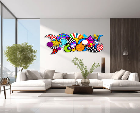 80s Style Art Geometric Shapes Abstract Wall Art by UniQstiQ 3D Wall Hangings Pink and Blue Wall Decor Vintage Artwork Printed
