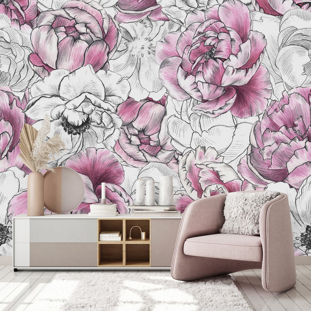 Pink and White Wallpaper uniQstiQ Murals