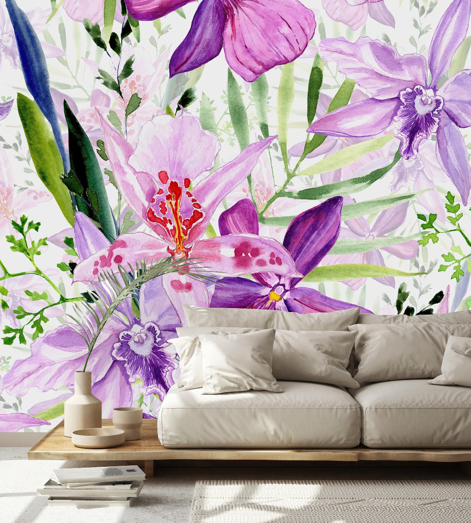 Purple Flowers Wallpaper  uniQstiQ Murals