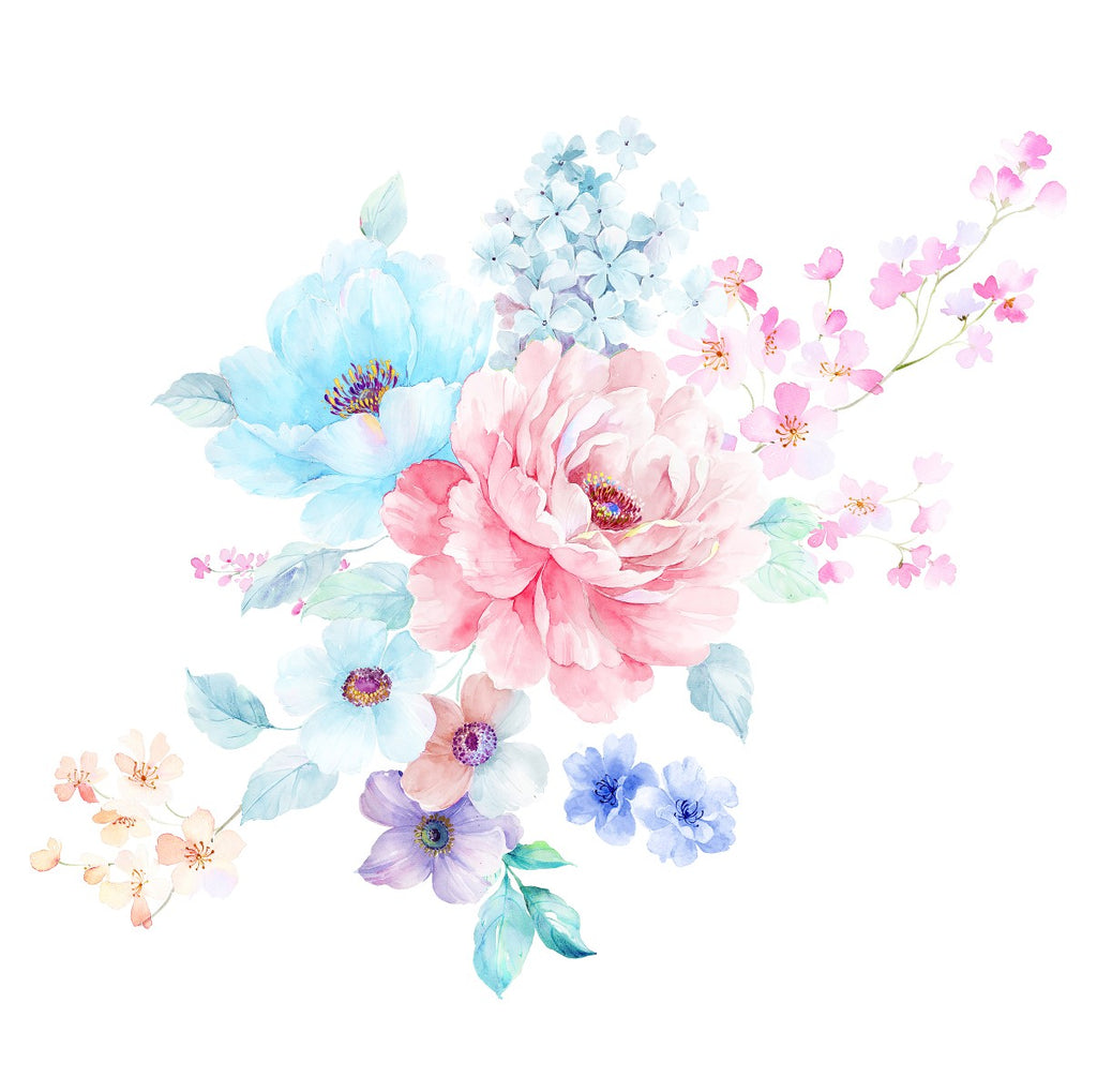 Blue and Pink Flowers Wallpaper uniQstiQ Murals