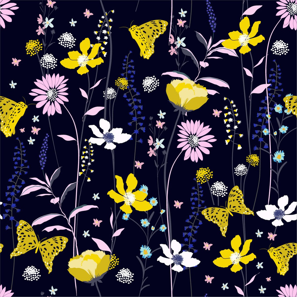 Yellow Flowers and Butterflies Wallpaper uniQstiQ Floral