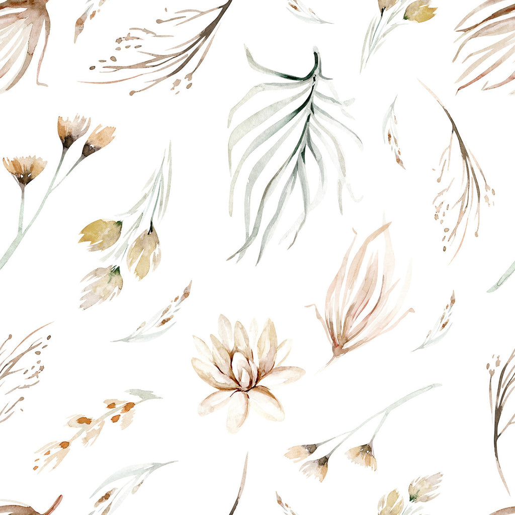 Watercolor Beige Flowers Wallpaper uniQstiQ Botanical