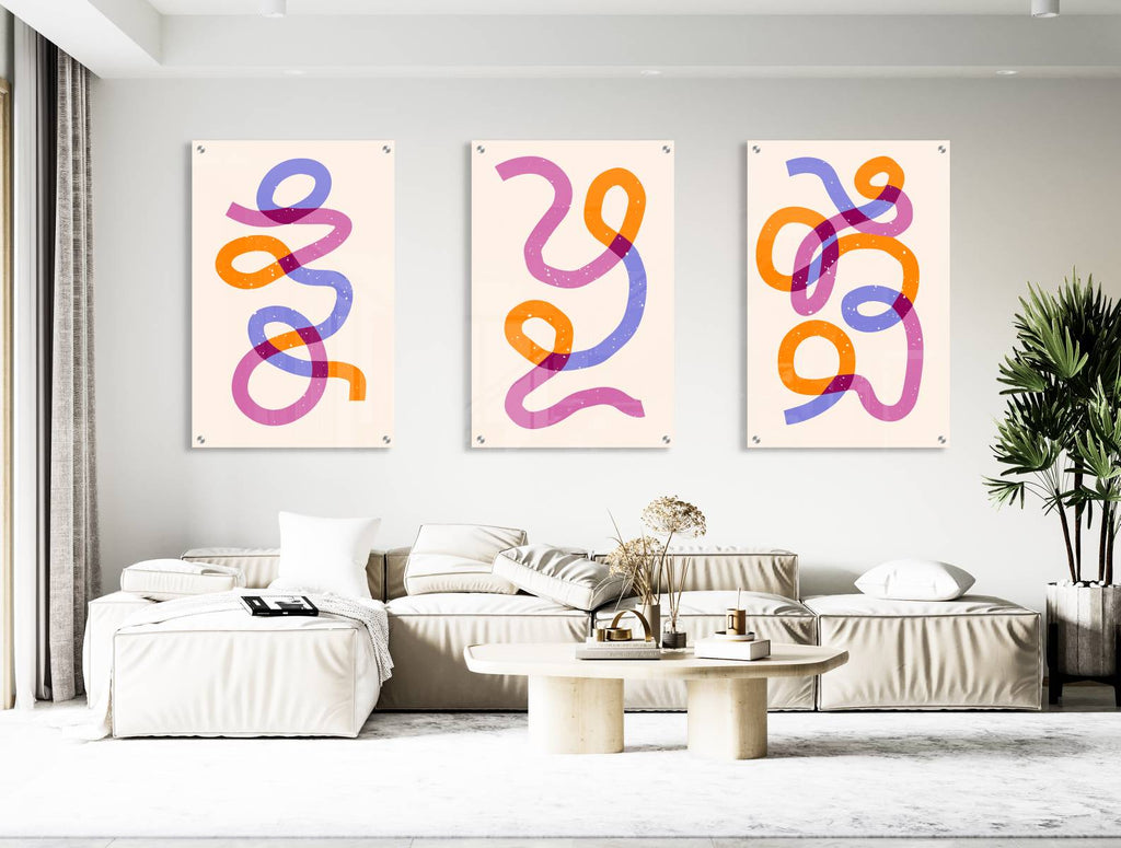Wavy Abstract Pattern Set of 3 Prints Modern Wall Art Modern Artwork Image 2