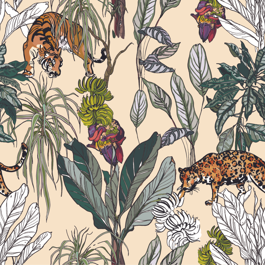 Tigers and Bananas Wallpaper  uniQstiQ Tropical
