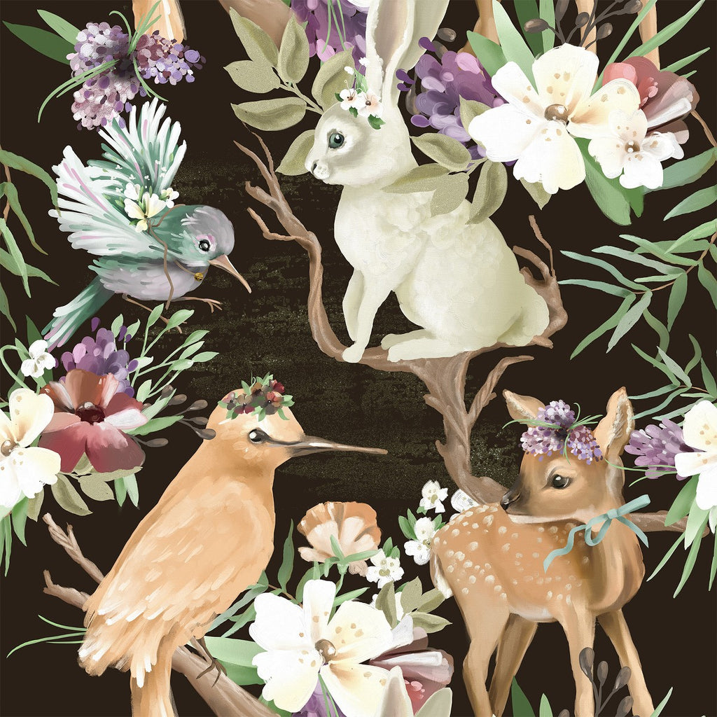 Forest Animals with Flowers Wallpaper uniQstiQ Kids