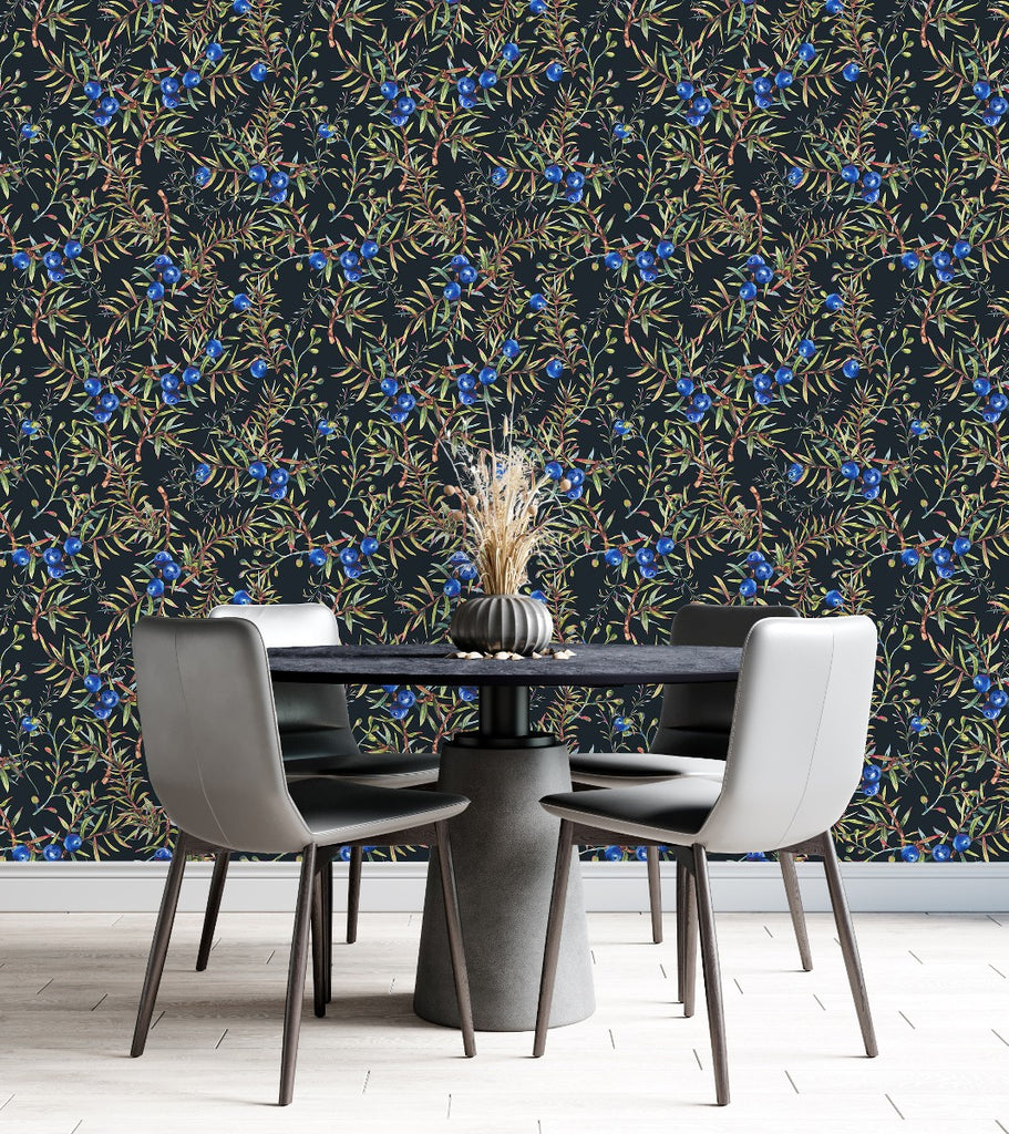 Blueberry Pattern Wallpaper uniQstiQ Botanical
