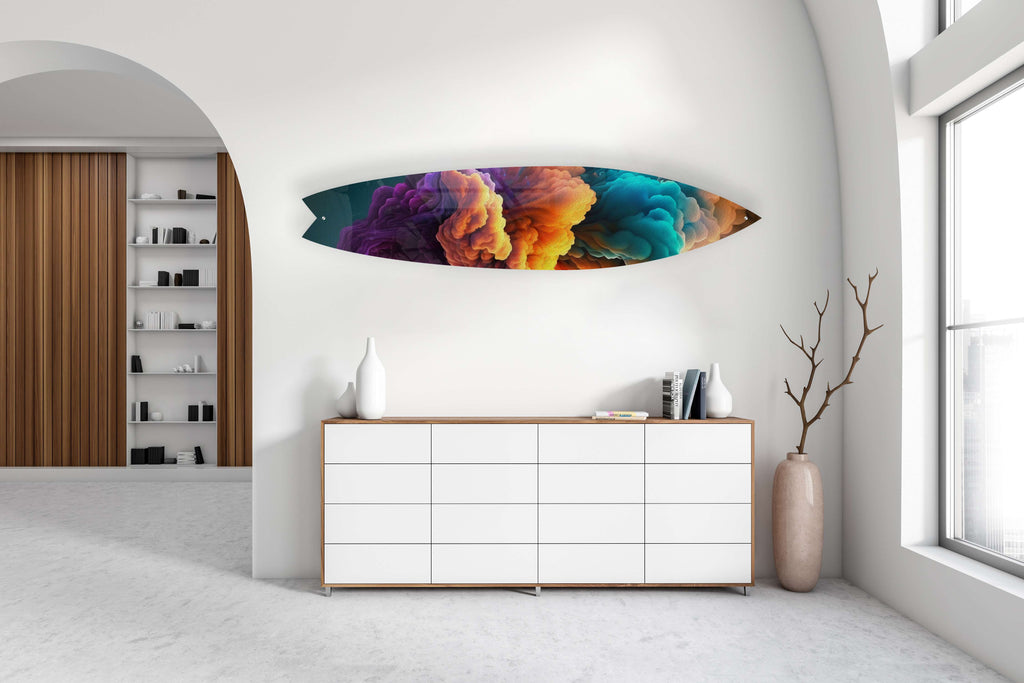 Abstract Space Smoke Acrylic Surfboard Wall Art