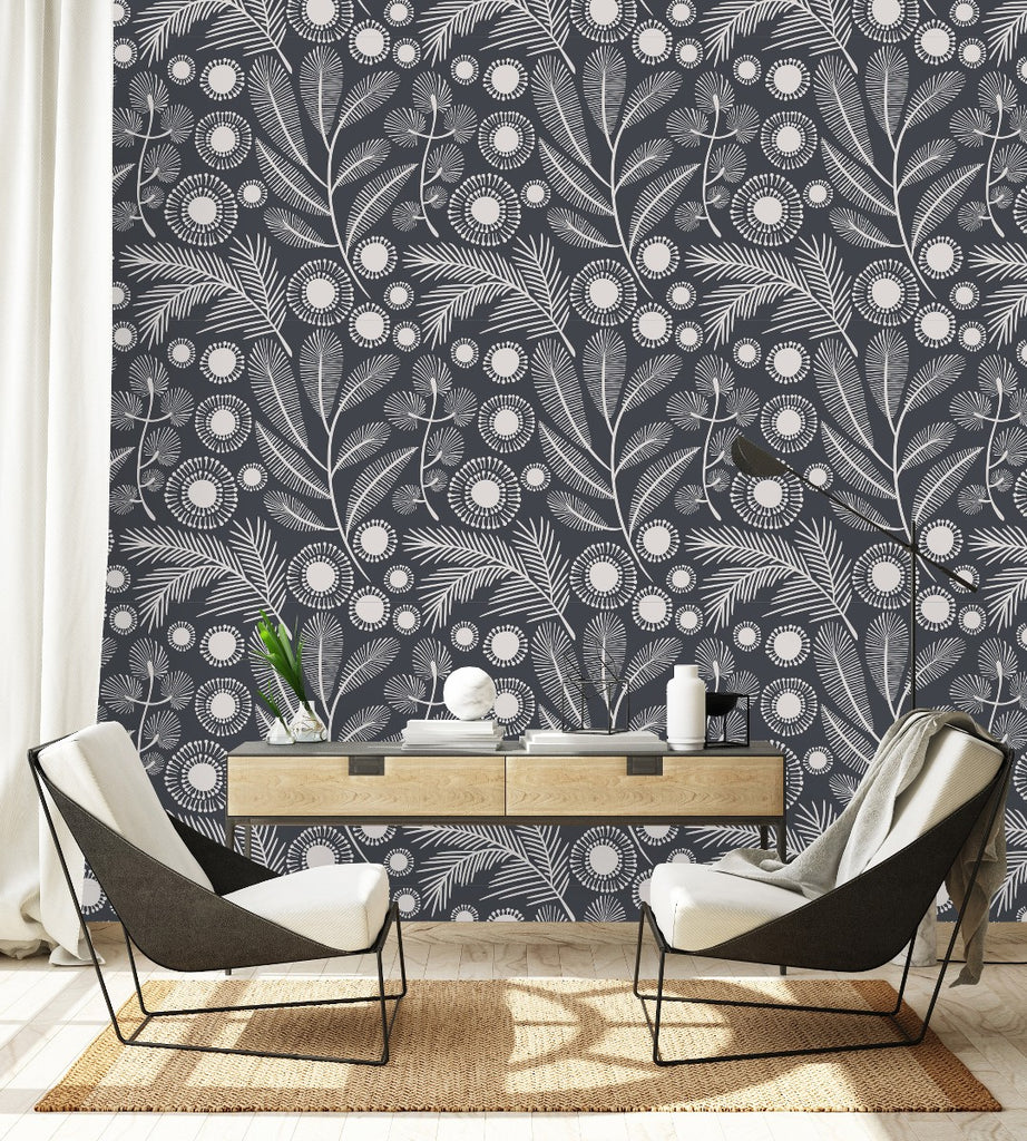 Grey Floral Wallpaper  uniQstiQ Floral
