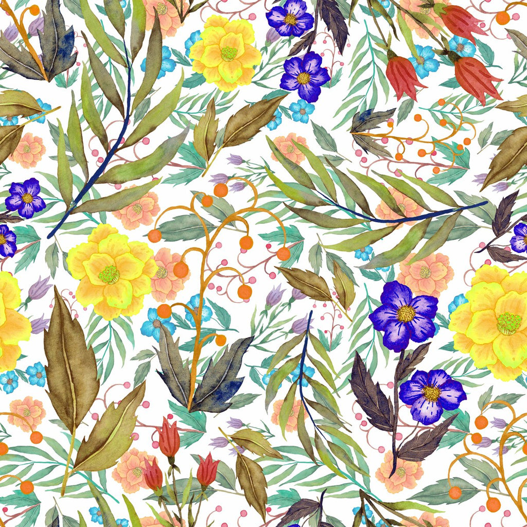 Yellow and Blue Flowers Wallpaper uniQstiQ Murals