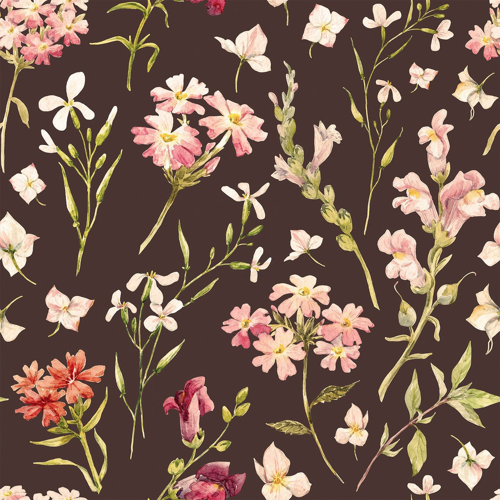 Dark Brown Floral Wallpaper uniQstiQ Vintage