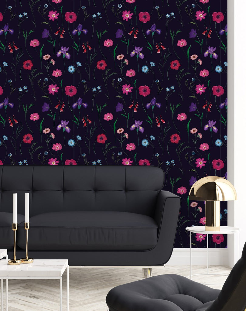 Spring Flowers on Black Background Wallpaper