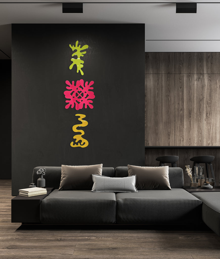 set-of-3-fluorescent-acrylic-art-neon-pop-art-wall-art-modern-art-wall-sculpture-abstract-wall-decor-neon-acrylic-glow-acrylic-matisse-art