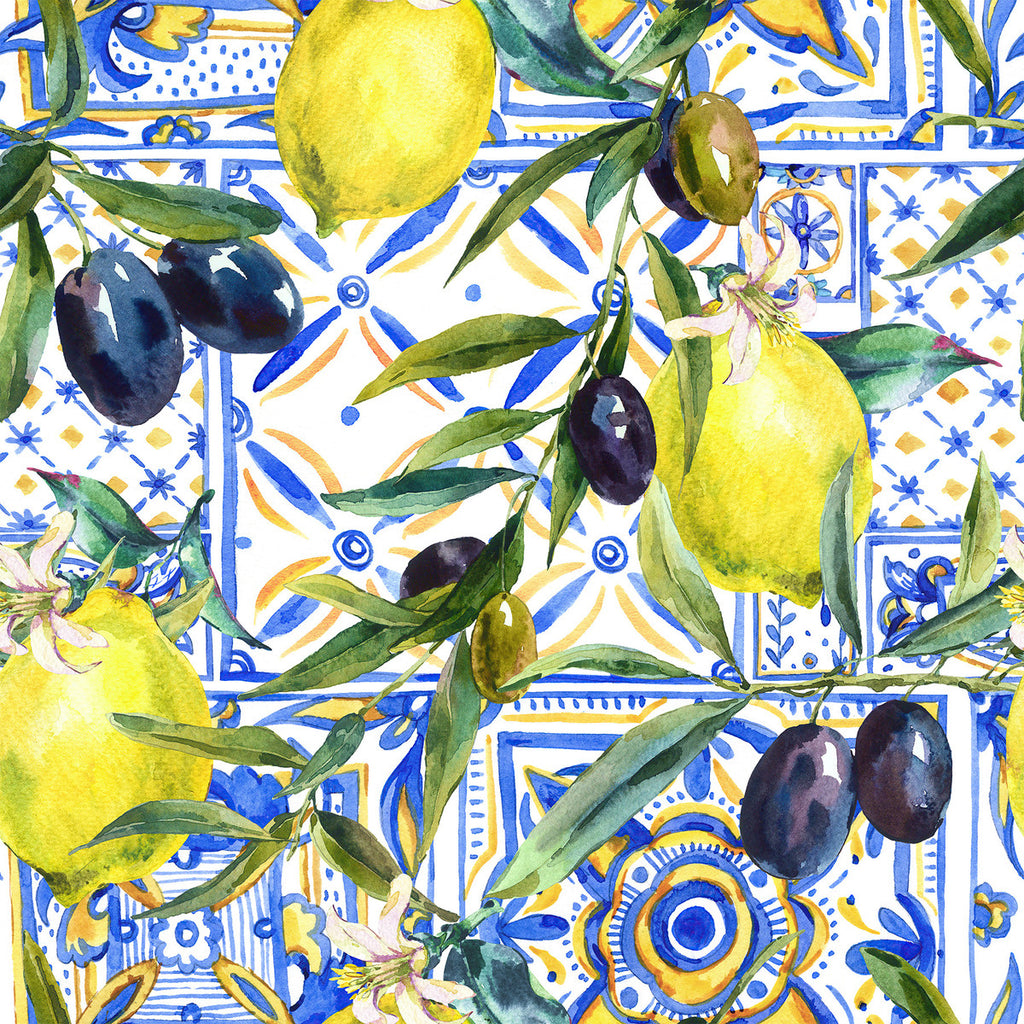 Lemons and Olives Wallpaper uniQstiQ Botanical