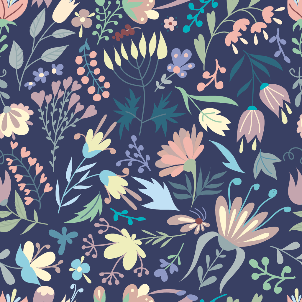 Dark Blue Floral Wallpaper uniQstiQ Murals