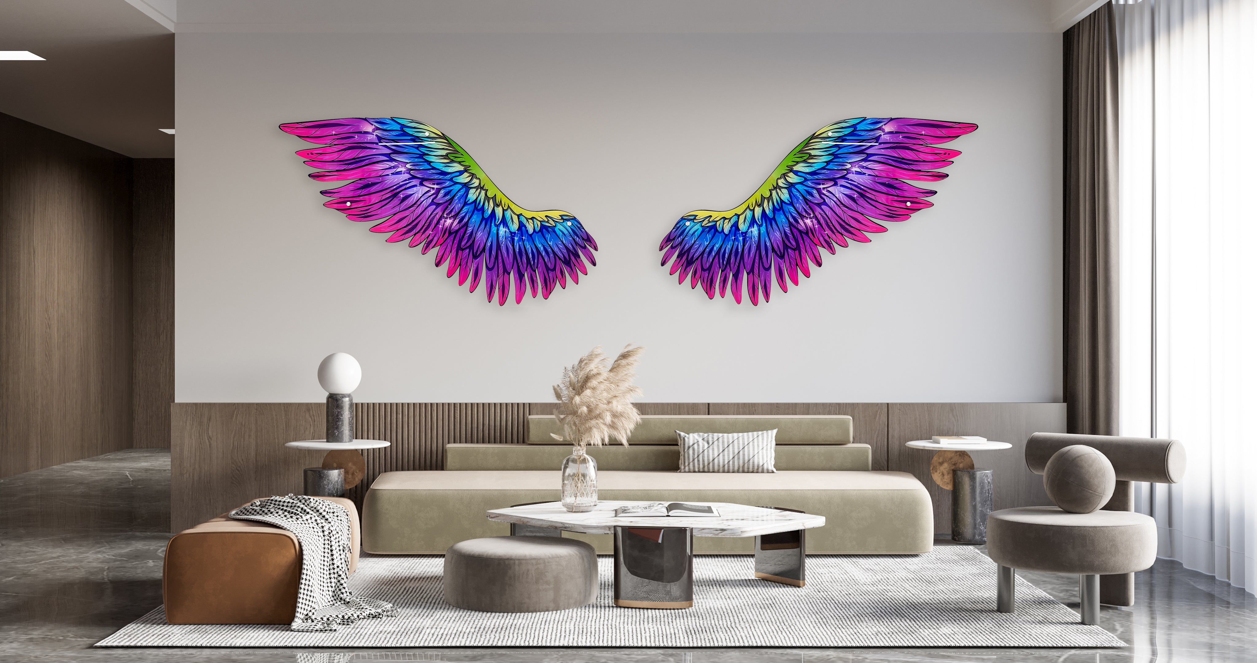 Multicolor Angel Wings / Printed Acrylic Art/ Printed Art / Wall Decor/Wall Sculpture/Abstract Wall Decor/ Gift buy at the best price with delivery – uniqstiq