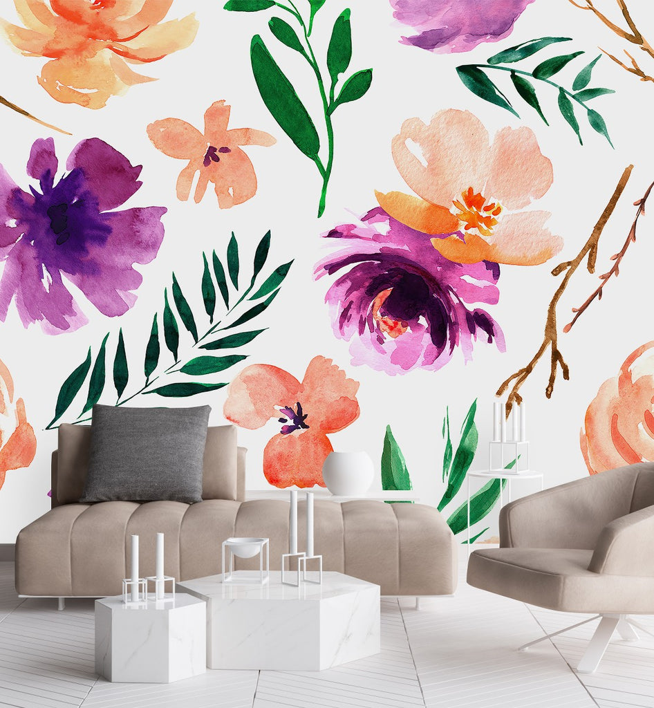 Violet Flowers Wallpaper  uniQstiQ Murals