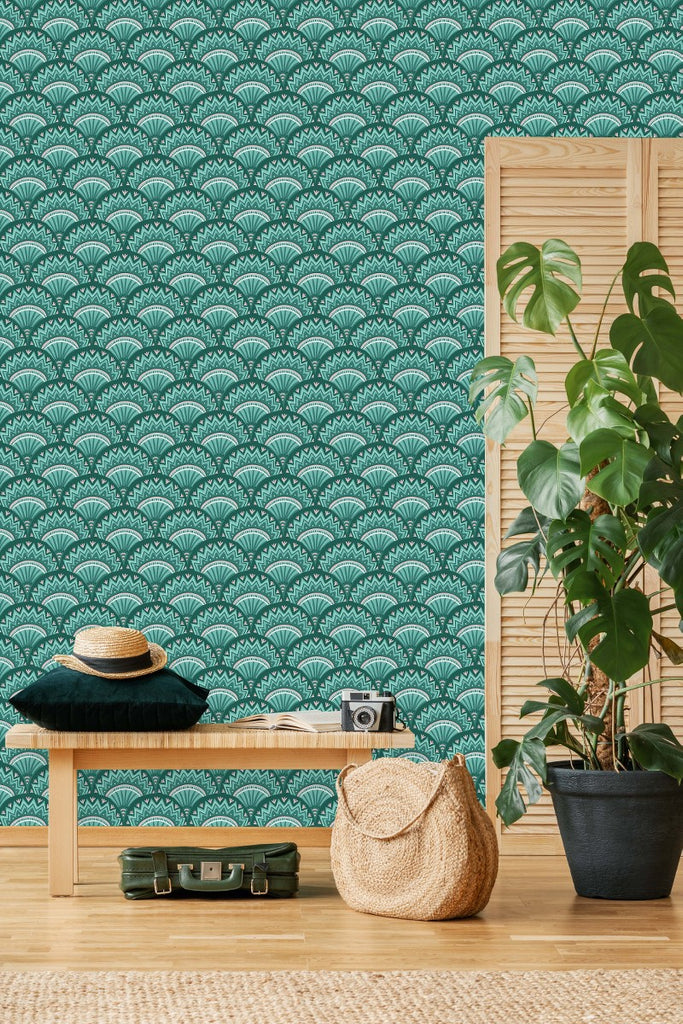 Green Arc Pattern Wallpaper  uniQstiQ Vintage