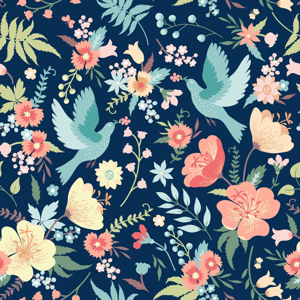 Birds and Flowers Wallpaper uniQstiQ Vintage