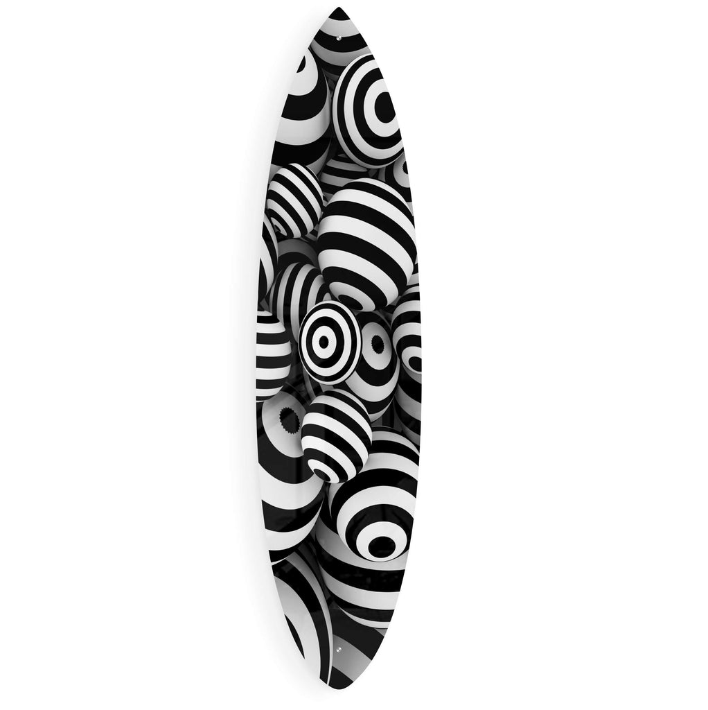 Black and White Balloons Acrylic Surfboard Wall Art