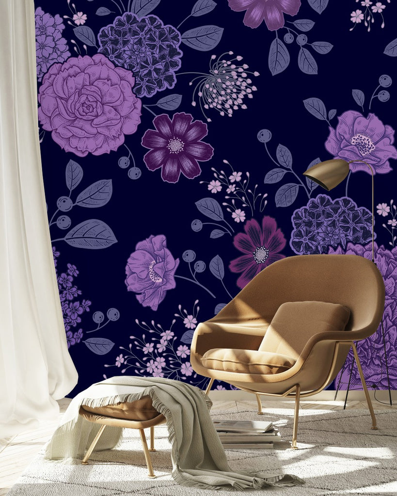 Violet Floral Wallpaper  uniQstiQ Murals