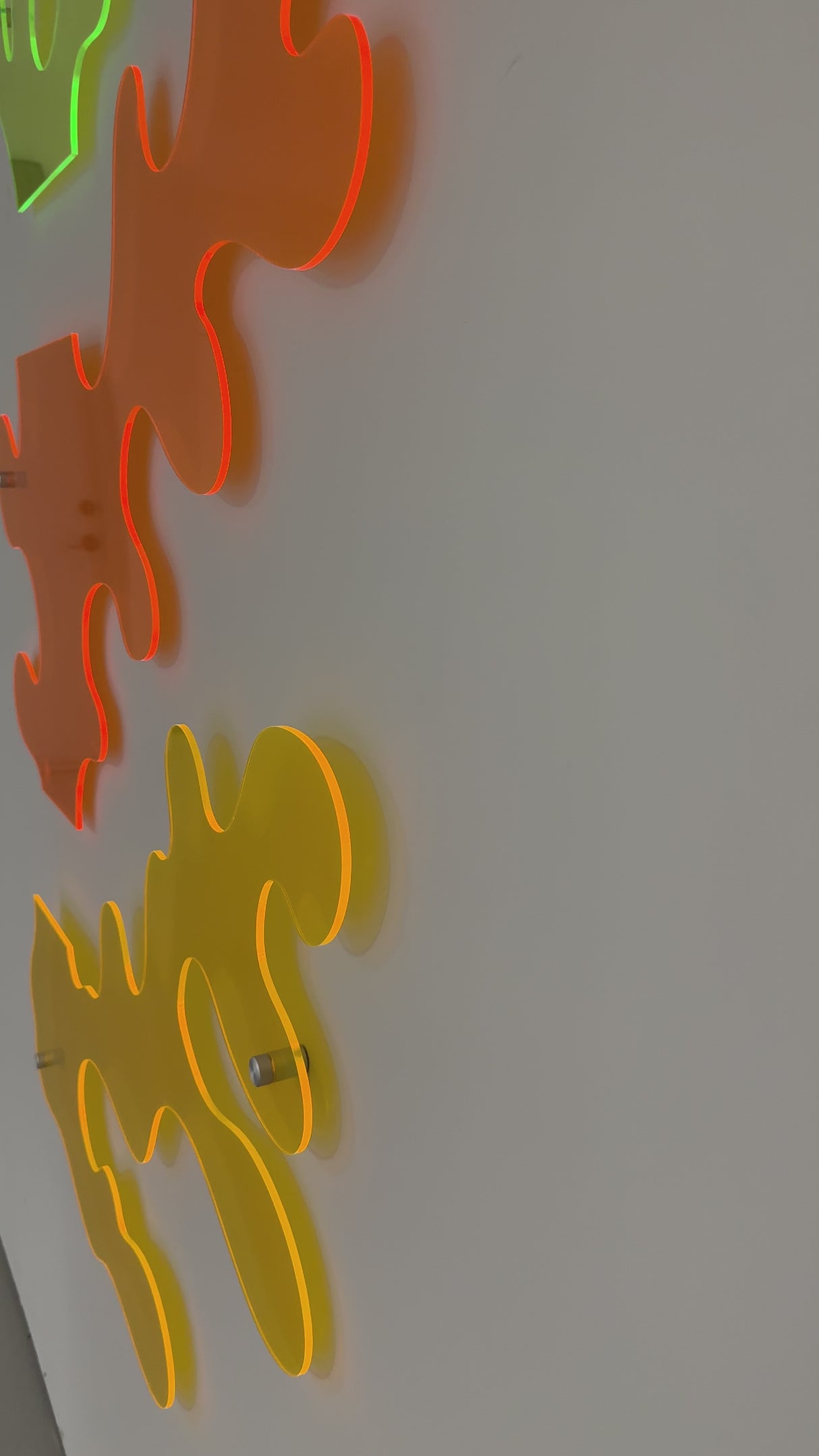 Set of 3 Fluorescent Acrylic Art Neon Pop Art Transparent Artwork