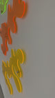 Set of 3 Fluorescent Acrylic Art Neon Pop Art Transparent Artwork