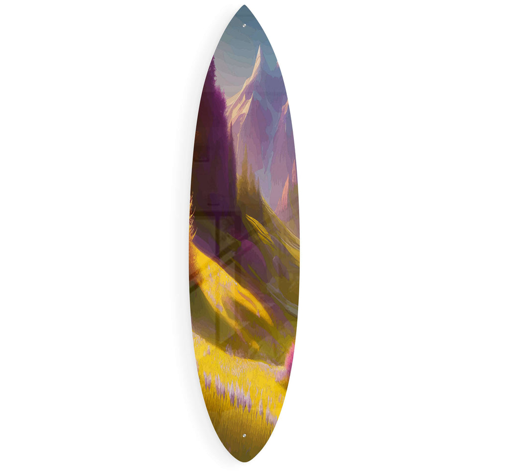 Mountain View Acrylic Surfboard Wall Art