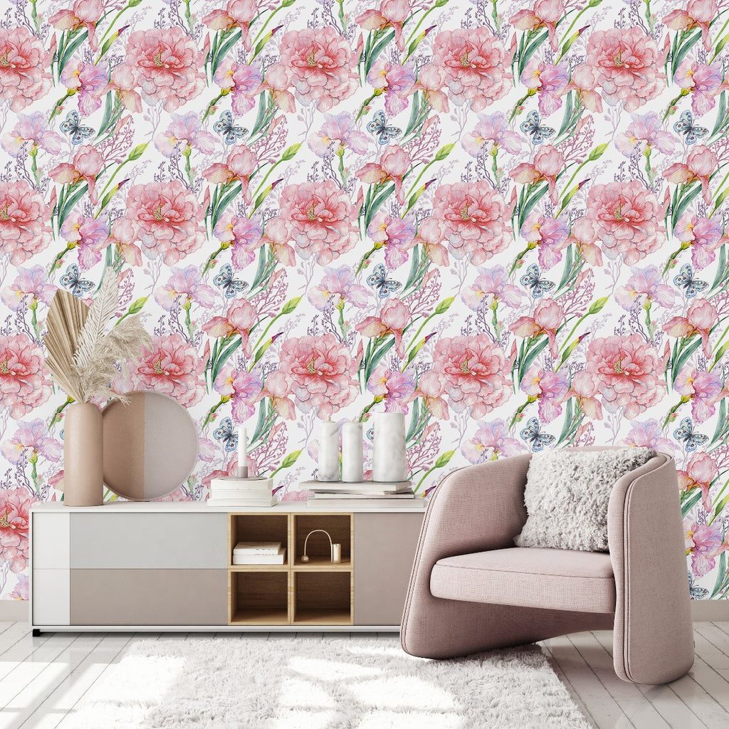 Pink Flowers and Butterflies Wallpaper  uniQstiQ Floral
